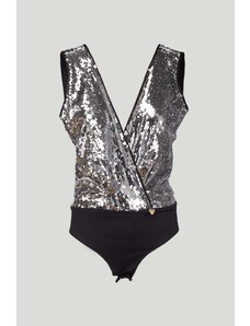 TWINSET Body in Full Paillettes Argento