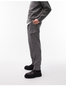 Topman - Pantaloni cargo affusolati a pieghe grigi-Grigio