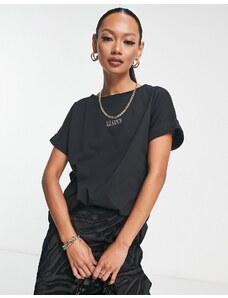 AllSaints - Hedda Imogen - T-shirt boyfriend nera con stampa sul retro-Nero