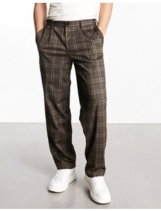 Jack & Jones Intelligence - Bill - Pantaloni eleganti ampi a quadri, colore marrone
