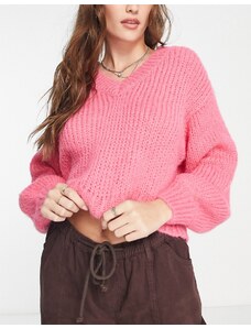 Vero Moda - Maglione rosa pesante con scollo a V