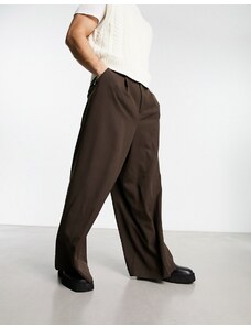 ASOS DESIGN - Pantaloni eleganti super ampi marrone cioccolato