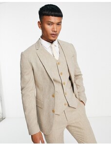 ASOS DESIGN - Giacca super skinny da abito in tweed di misto lana beige-Neutro