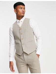 ASOS DESIGN - Gilet super skinny da abito in tweed di misto lana beige-Neutro