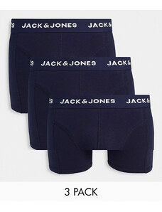 Jack & Jones - Confezione da 3 boxer aderenti con vita a contrasto-Blu navy