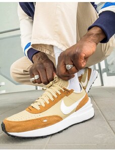 Nike - Waffle One - Sneakers in pelle beige e marrone-Neutro