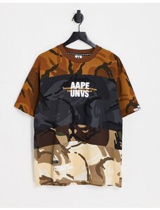 AAPE By A Bathing Ape - T-shirt mimetica marrone multicolore