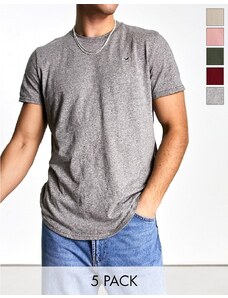 Hollister - Confezione da 5 T-shirt colorblock e tinta unita multicolore