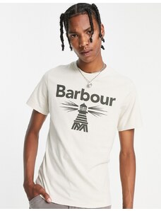 Barbour Beacon - T-shirt beige con logo grande-Neutro