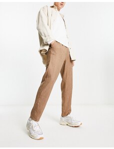Bolongaro Trevor - Pantaloni affusolati eleganti con vita elasticizzata marroni gessati-Marrone