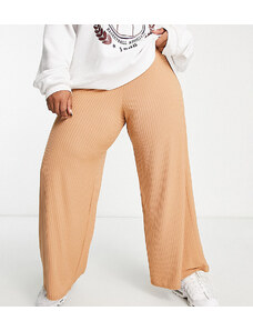 Esclusiva Yours - Pantaloni a fondo ampio color cammello a coste-Neutro
