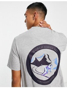 Farah - Reggie - T-shirt grigio mélange con stampa sul davanti e sul retro - In esclusiva per ASOS