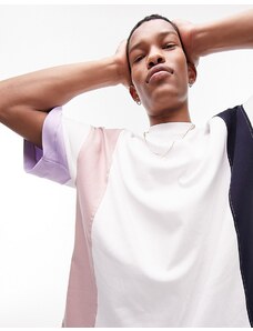 Topman - T-shirt super oversize con pannelli cut and sew multicolore