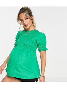 New Look Maternity - Blusa peplo arricciata verde