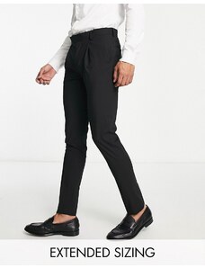 Noak - Camden - Pantaloni da abito premium skinny verdi elasticizzati-Nero