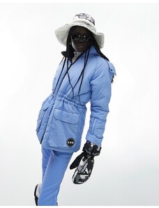 Topshop - Sno - Parka da sci blu con cappuccio e pelliccia sintetica