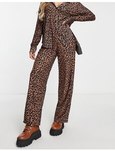 The Frolic - Pantaloni con fondo ampio con stampa leopardata multicolore in coordinato