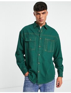 ASOS DESIGN - Camicia oversize in denim verde college