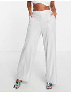 The Frolic - Pantaloni da abito in lurex argento glitterato in coordinato