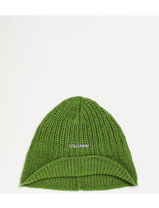 COLLUSION Unisex - Cappello da pescatore in maglia verde con etichetta con logo