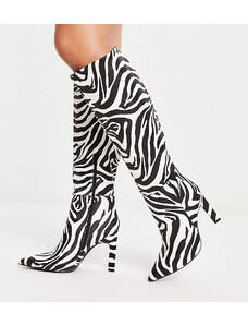 ASOS DESIGN Wide Fit - Cancun - Stivali al ginocchio zebrati a pianta larga-Multicolore