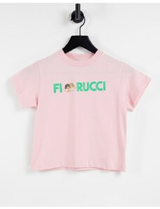 Fiorucci - T-shirt comoda con logo e angelo a contrasto-Rosa