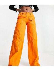 COLLUSION - Pantaloni cargo arancioni con cuciture-Arancione