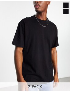 Weekday - Confezione da due T-shirt oversize nere-Nero