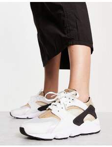 Nike - Air Huarache - Sneakers bianche, nere e beige canapa-Bianco