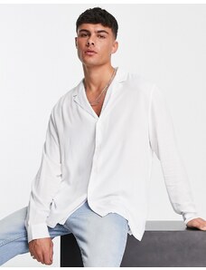 ASOS DESIGN - Camicia comoda in viscosa bianca con rever basso-Bianco
