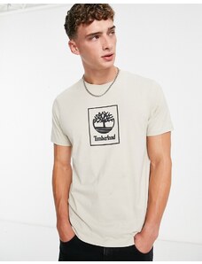 Timberland - T-shirt beige con logo stampato-Neutro
