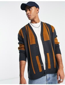 Only & Sons - Cardigan oversize in maglia blu navy color block
