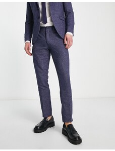 Jack & Jones Premium - Pantaloni da abito super slim in tweed blu-Blu navy