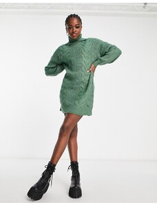 Noisy May - Vestito corto dolcevita in maglia a trecce verde