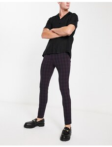 ASOS DESIGN - Pantaloni eleganti super skinny bordeaux a quadri scozzesi-Verde