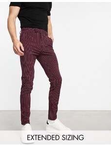 ASOS DESIGN - Pantaloni super skinny eleganti bordeaux gessato-Rosso
