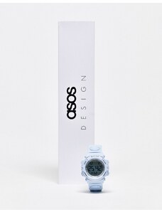 ASOS DESIGN - Orologio digitale unisex celeste chiaro con cinturino in silicone-Blu