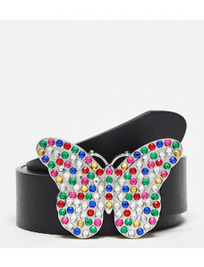Reclaimed Vintage - Cintura nera con farfalla-Nero