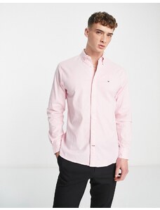 Tommy Hilfiger - Camicia Oxford rosa con logo a bandiera