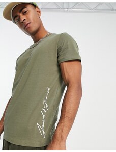Jack & Jones - T-shirt kaki con scritta del logo-Verde