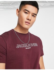 Jack & Jones - T-shirt con logo bordeaux-Rosso
