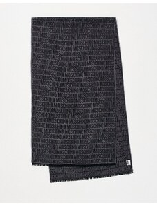 Moschino - Sciarpa nera in lana con logo grande-Nero