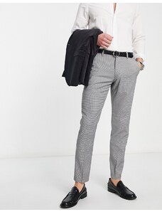 New Look - Pantaloni da abito slim con motivo pied de poule-Nero