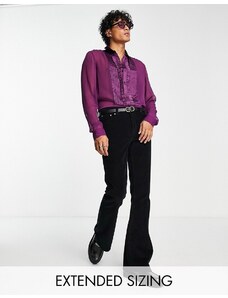 ASOS DESIGN - Camicia vestibilità classica trasparente viola con volant anni '70 sul davanti