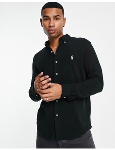 Polo Ralph Lauren - Camicia in piqué con colletto button-down e logo nera-Nero
