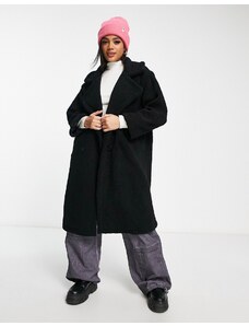 QED London - Cappotto oversize taglio lungo nero