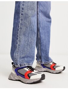 Steve Madden - Standout - Sneakers grigie blu a pannelli multicolore con suola spessa