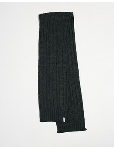 Farah - Sciarpa in maglia a trecce antracite con logo-Grigio
