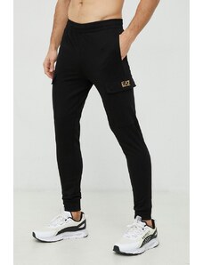 EA7 Emporio Armani pantaloni da jogging in cotone colore nero