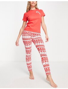 Brave Soul - Pigiama natalizio con pantaloni lunghi rosso con stampa con bastoncino di zucchero